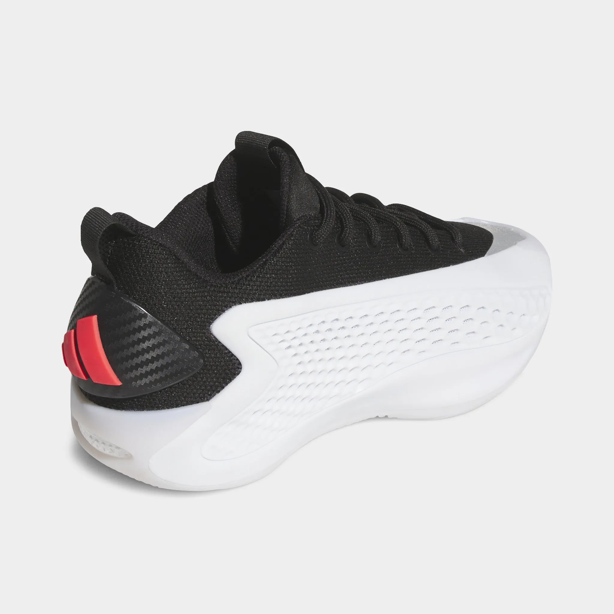 adidas Juniors' Anthony Edwards 1 Low White / Black - Red Textured Grip Surface SlipOnStyle