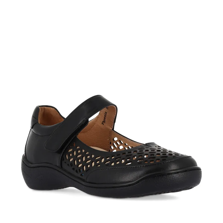 PHOENIX - BLACK LEATHER Foldable Travel Footwear Trend Lane