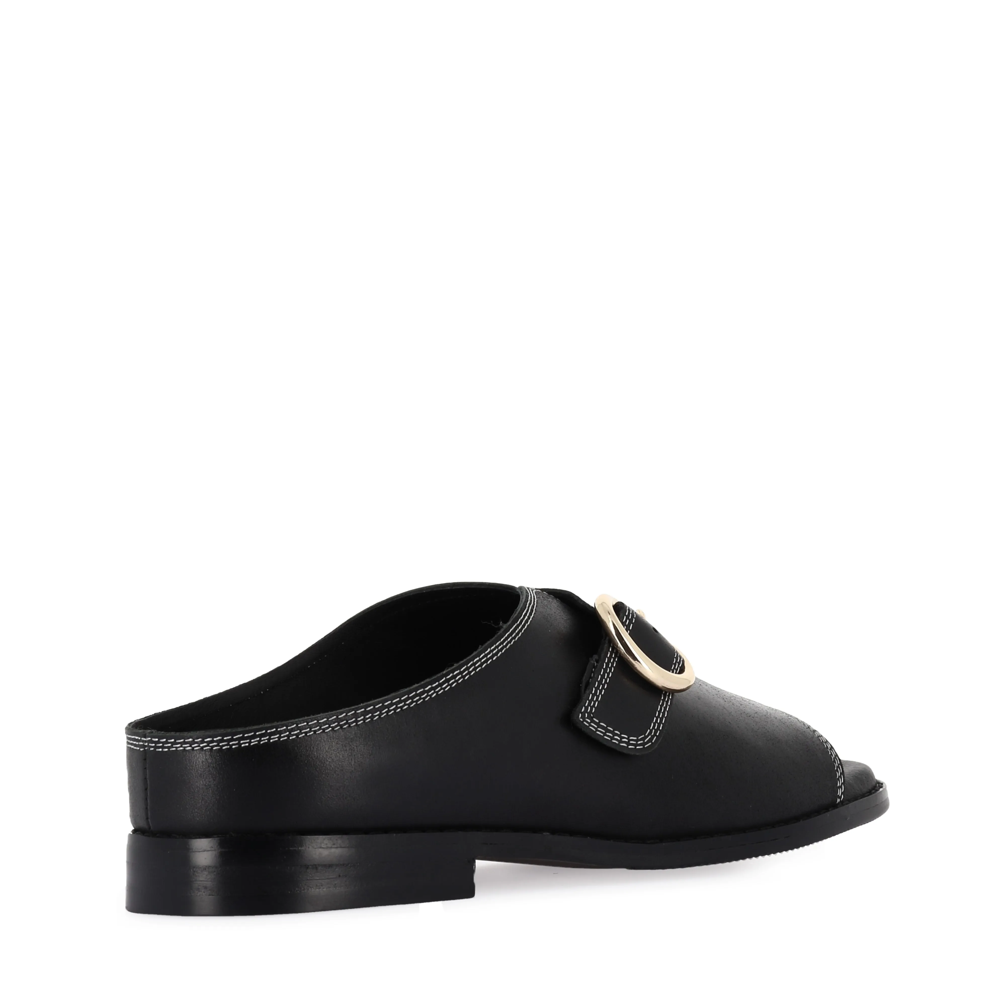 ELODE - BLACK LEATHER Molded Footbed Embroidered