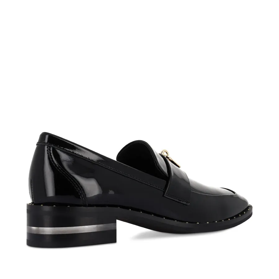 Open Square Buckle Closure FILLIPIA - BLACK PATENT LEATHER