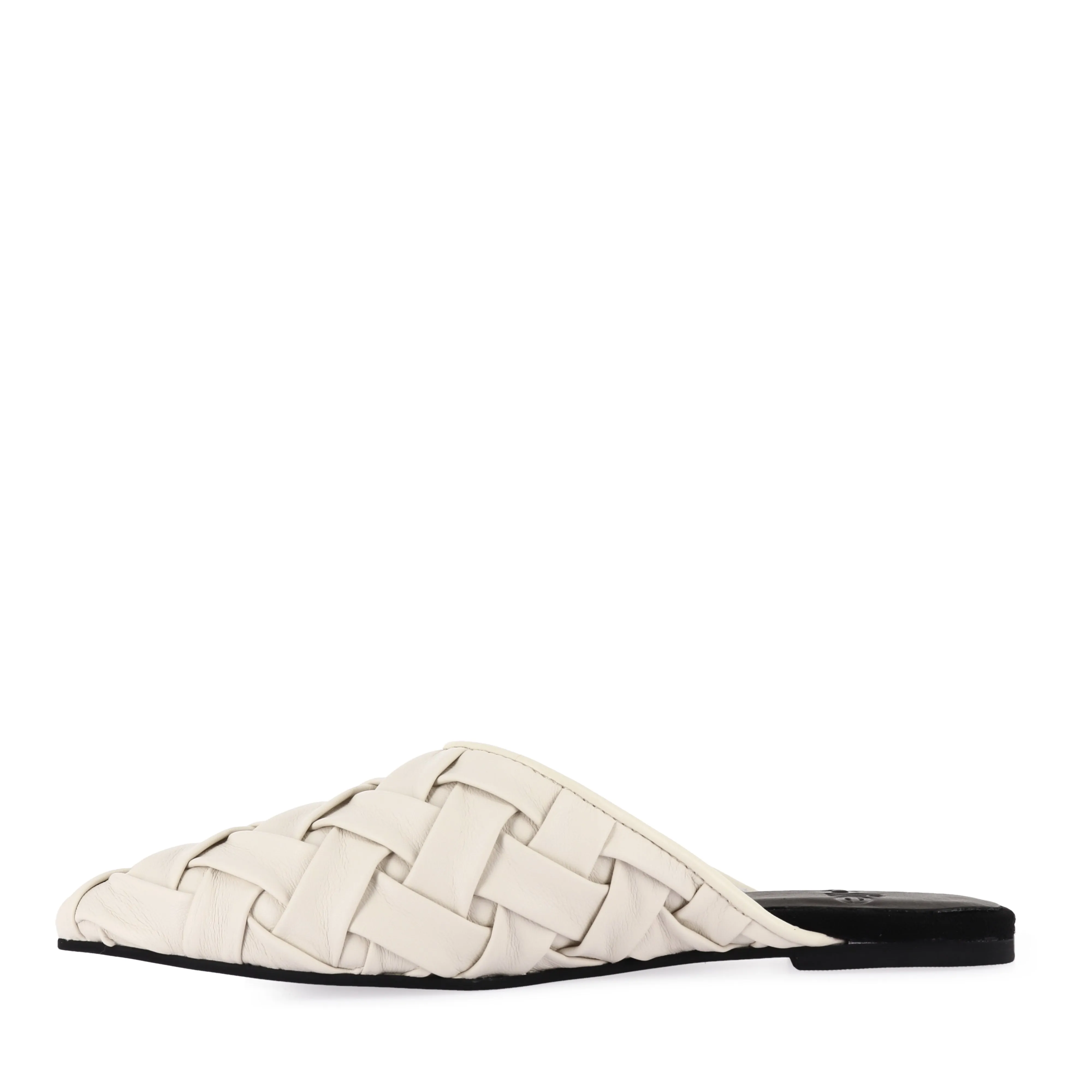 Comfortable Style Versatile Wear Shoes POINTED MULE SOFT - WOVEN WHITE LEATHER