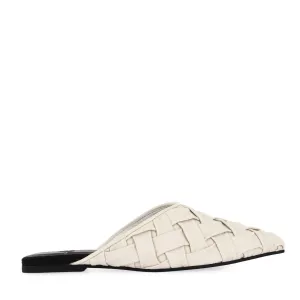 Sun Set POINTED MULE SOFT - WOVEN WHITE LEATHER