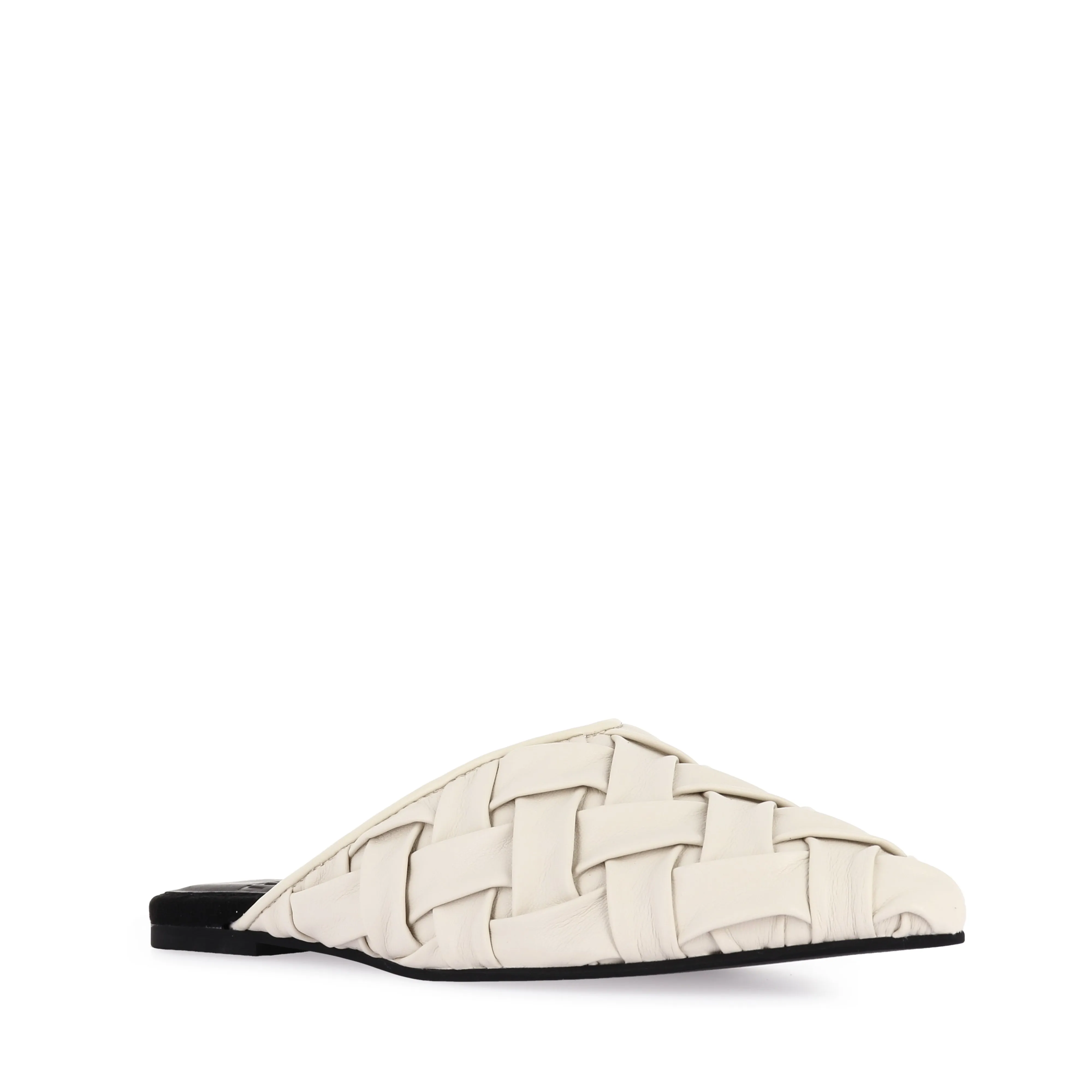 POINTED MULE SOFT - WOVEN WHITE LEATHER Weekend Fun linen fresh