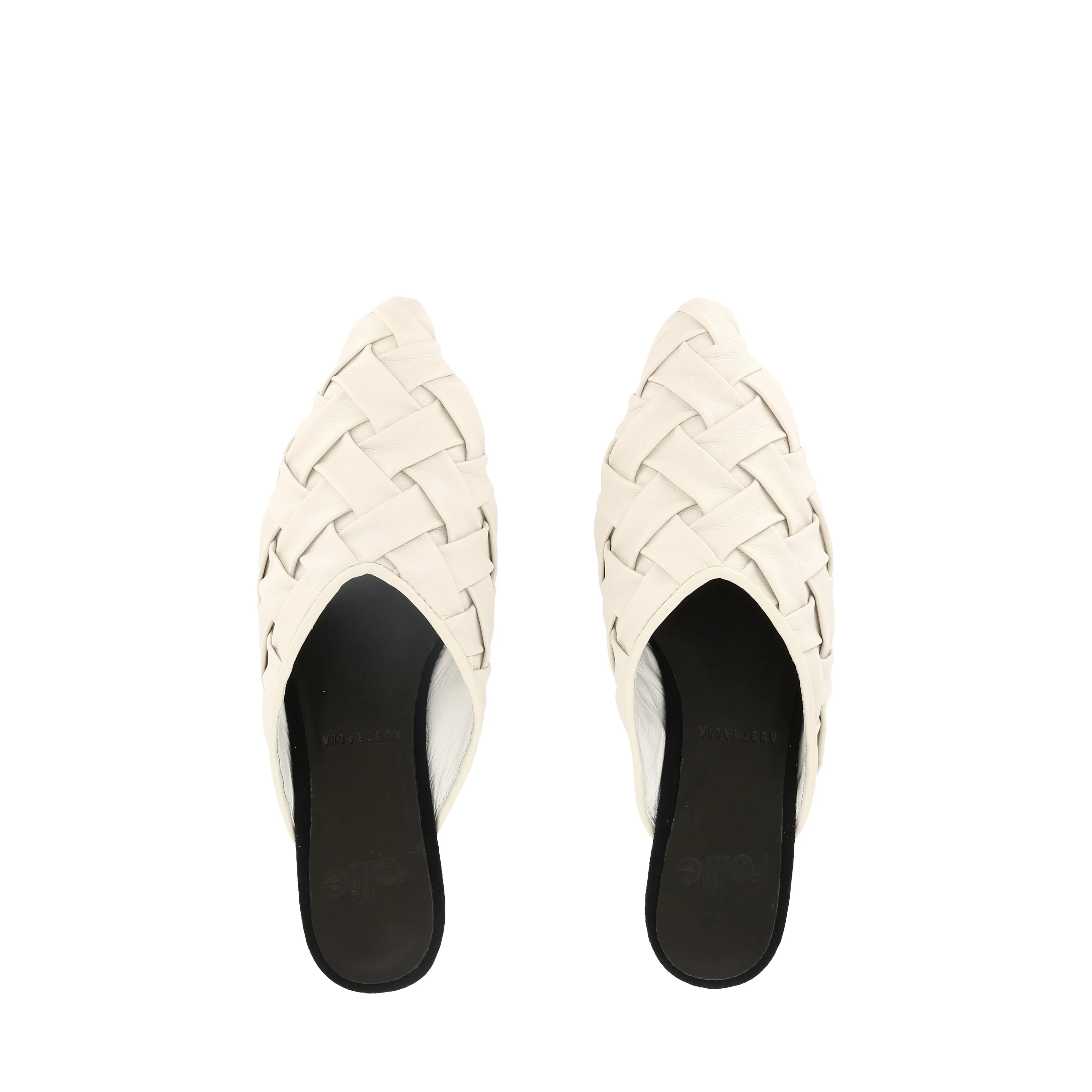 Tall friendly Easygoing Comfort POINTED MULE SOFT - WOVEN WHITE LEATHER