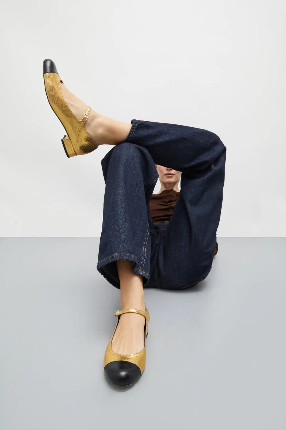Affordable Lola Mary Janes in Gold Leather
