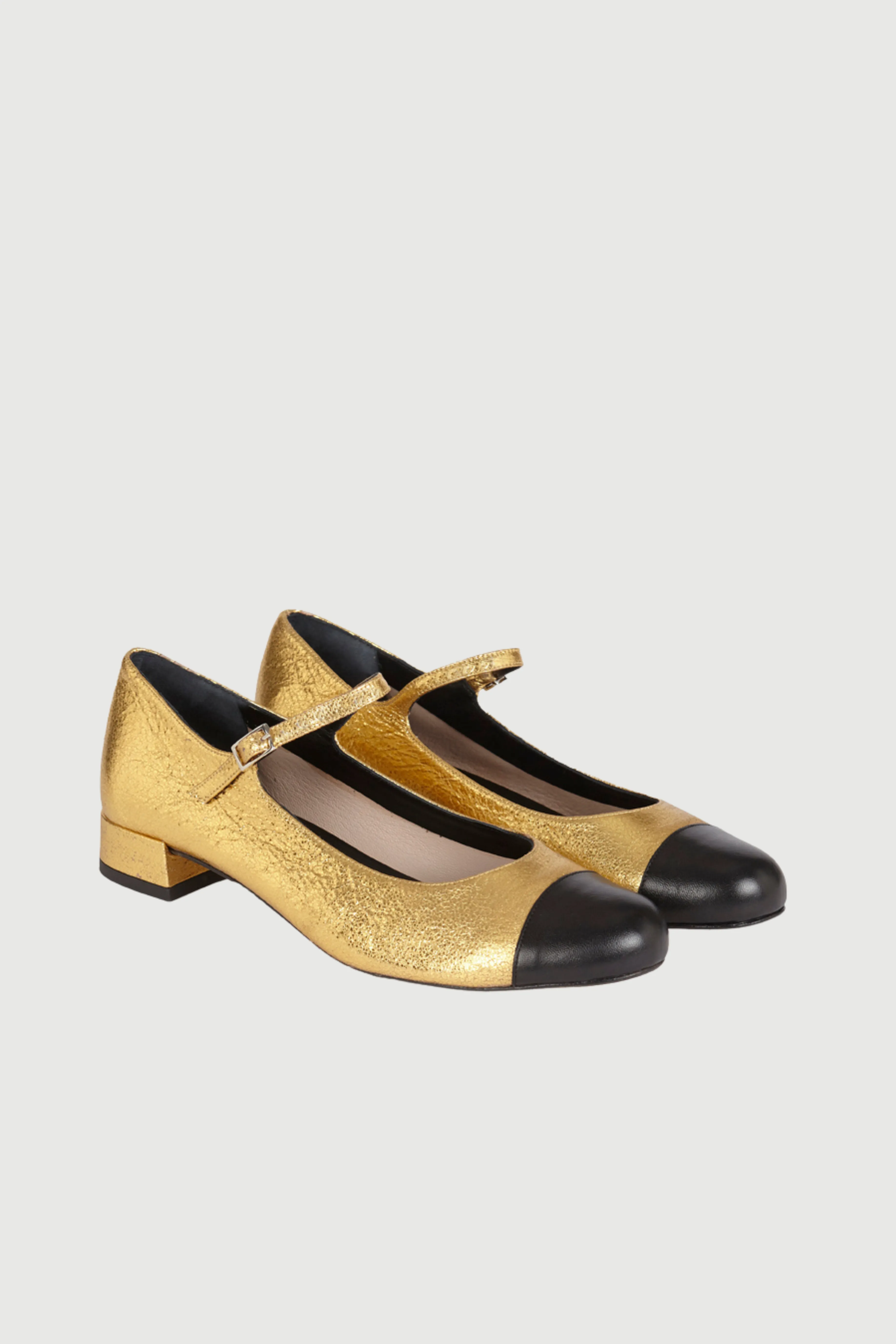 Lola Mary Janes in Gold Leather Comfortable fit