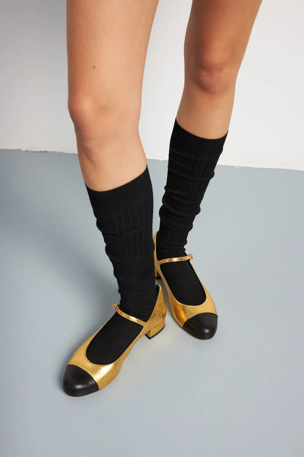 Soft Lola Mary Janes in Gold Leather