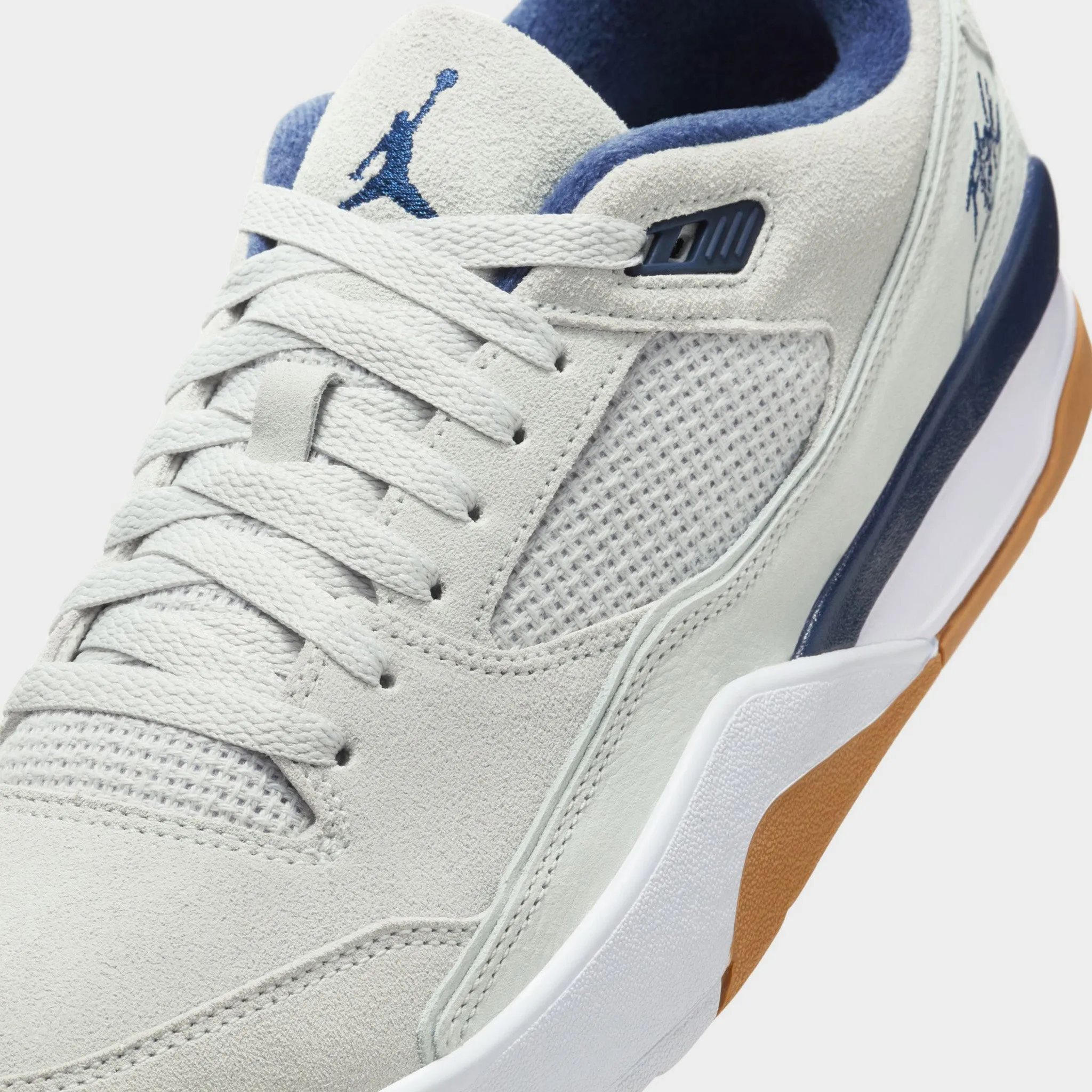 Jordan Flight Court Neutral Grey / Midnight Navy - White Ventilated Collar Design