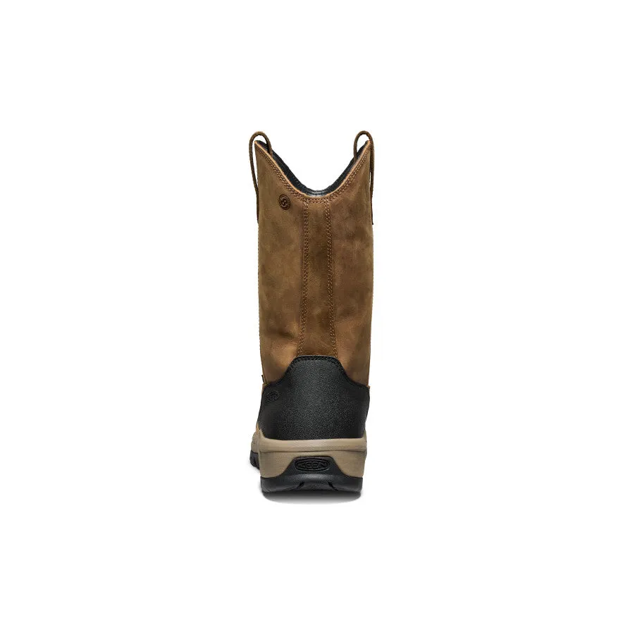 Men's Evanston Pull-On Waterproof Boot (Carbon Toe)  |  Bison/Black Comfort - Focused front - zip