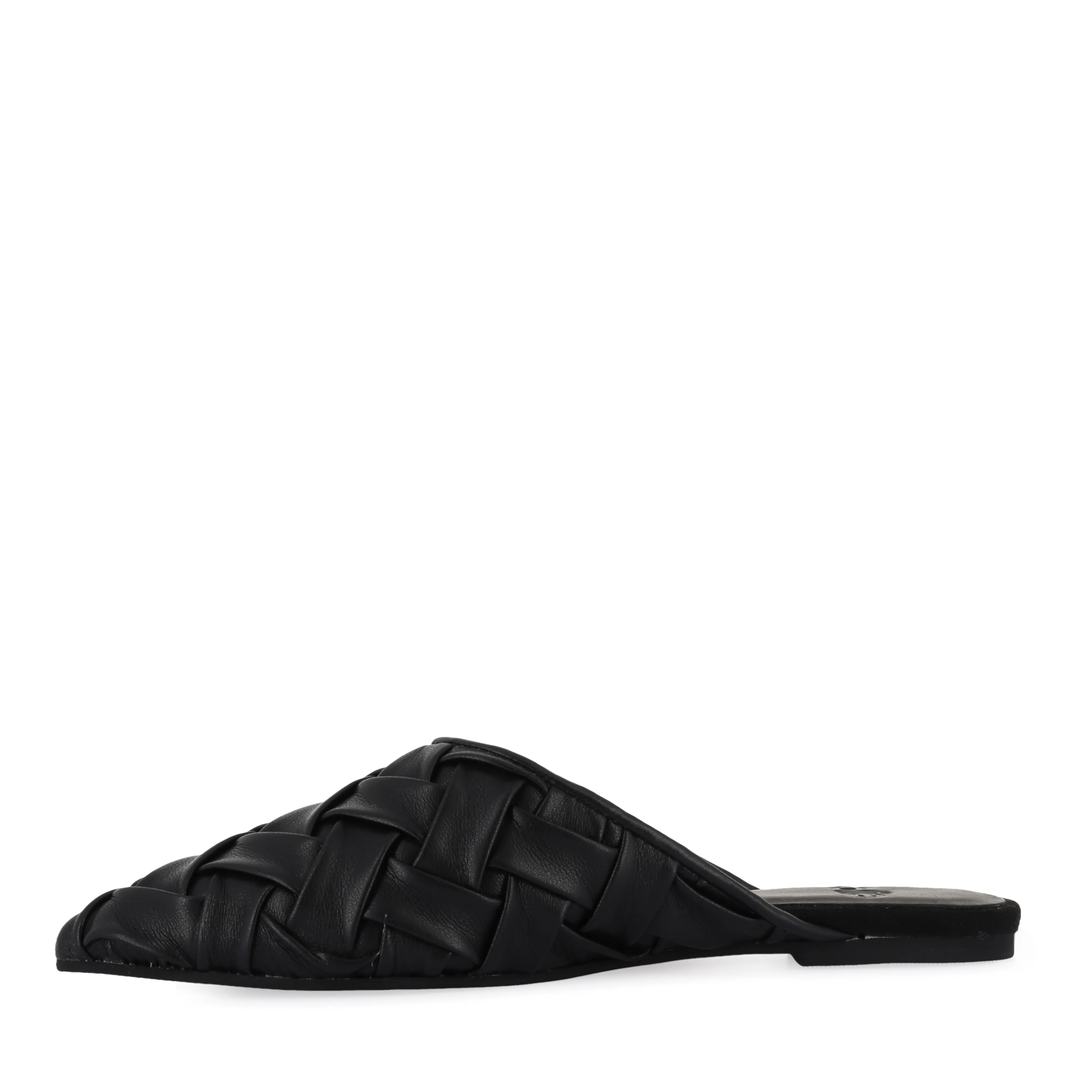 POINTED MULE SOFT - WOVEN BLACK LEATHER Errand Run Bay Glow