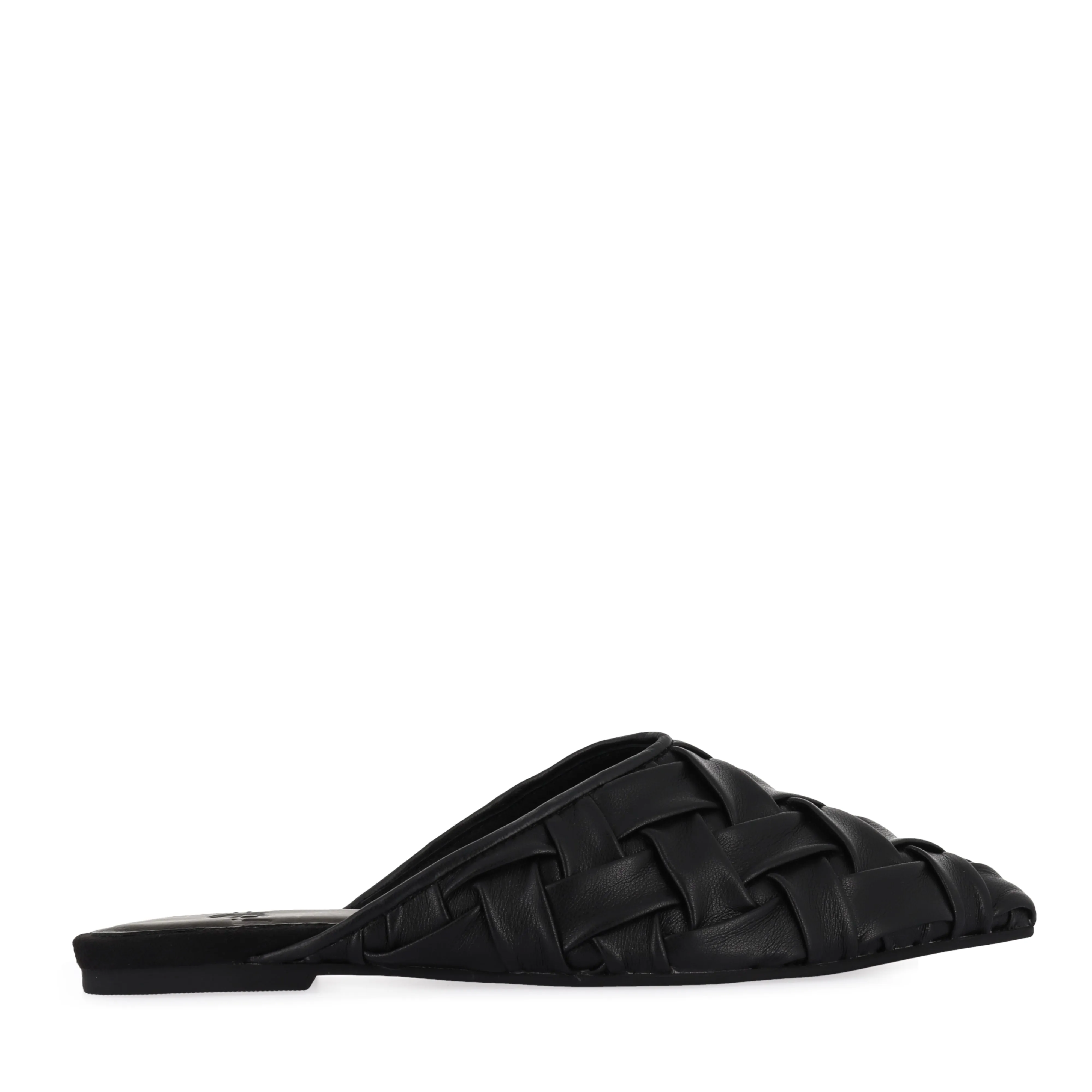 city trip Easy To Clean POINTED MULE SOFT - WOVEN BLACK LEATHER