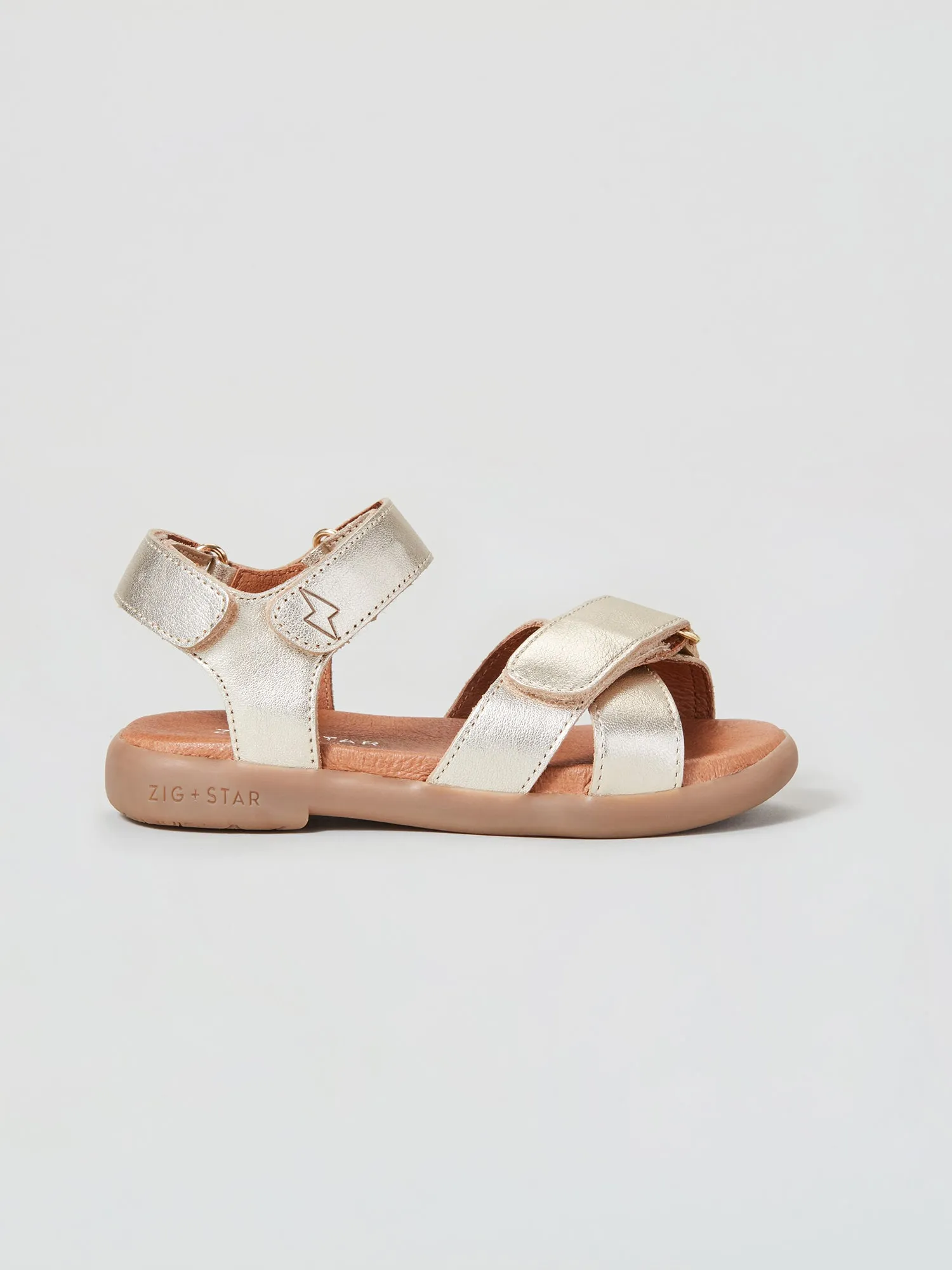 Stay Casual Zebra Stripe Rae Infant Cross-Strap Sandal Gold Dust