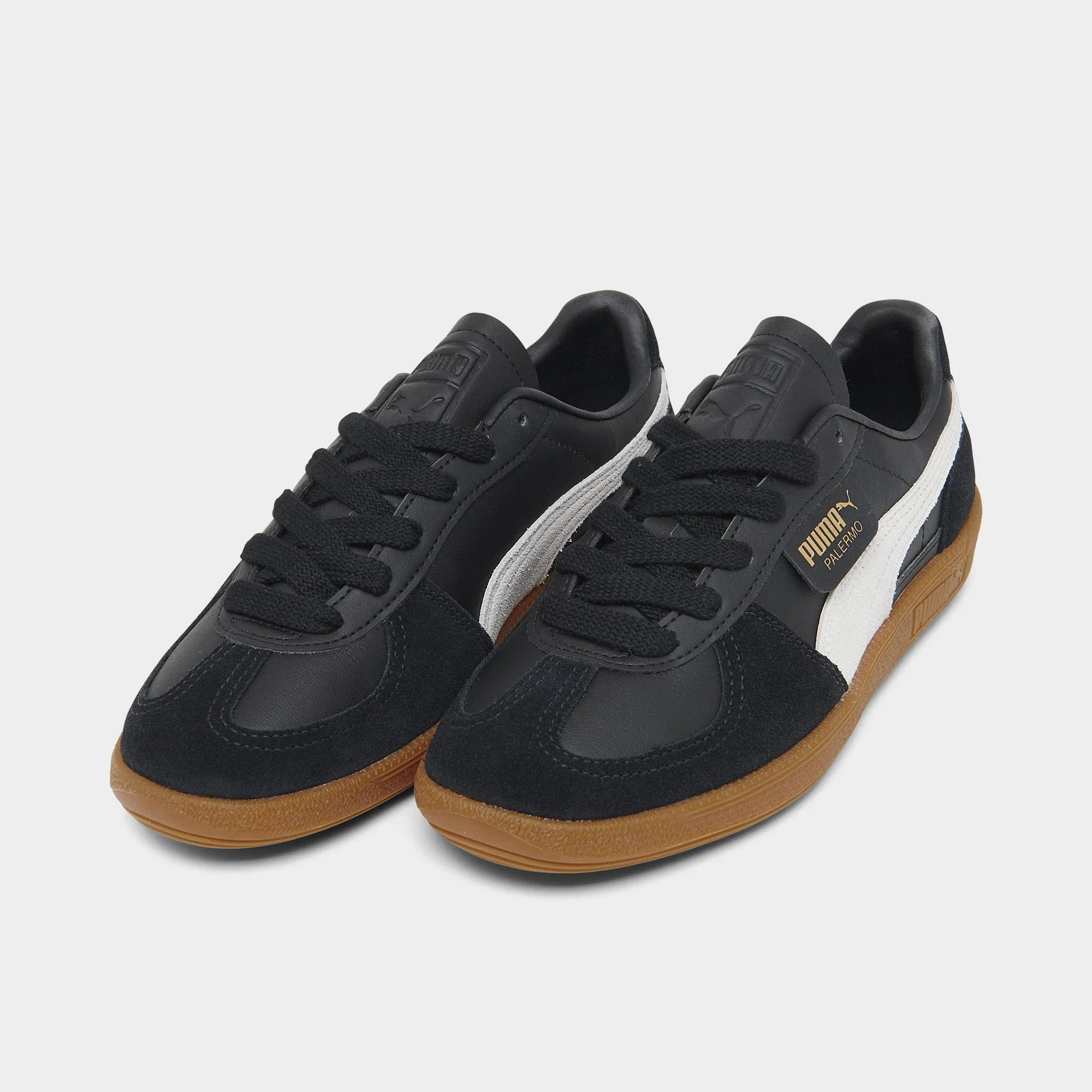Slip Resistant Tread Pattern PUMA Women's Palermo Leather Black / Feather Gray - Gum