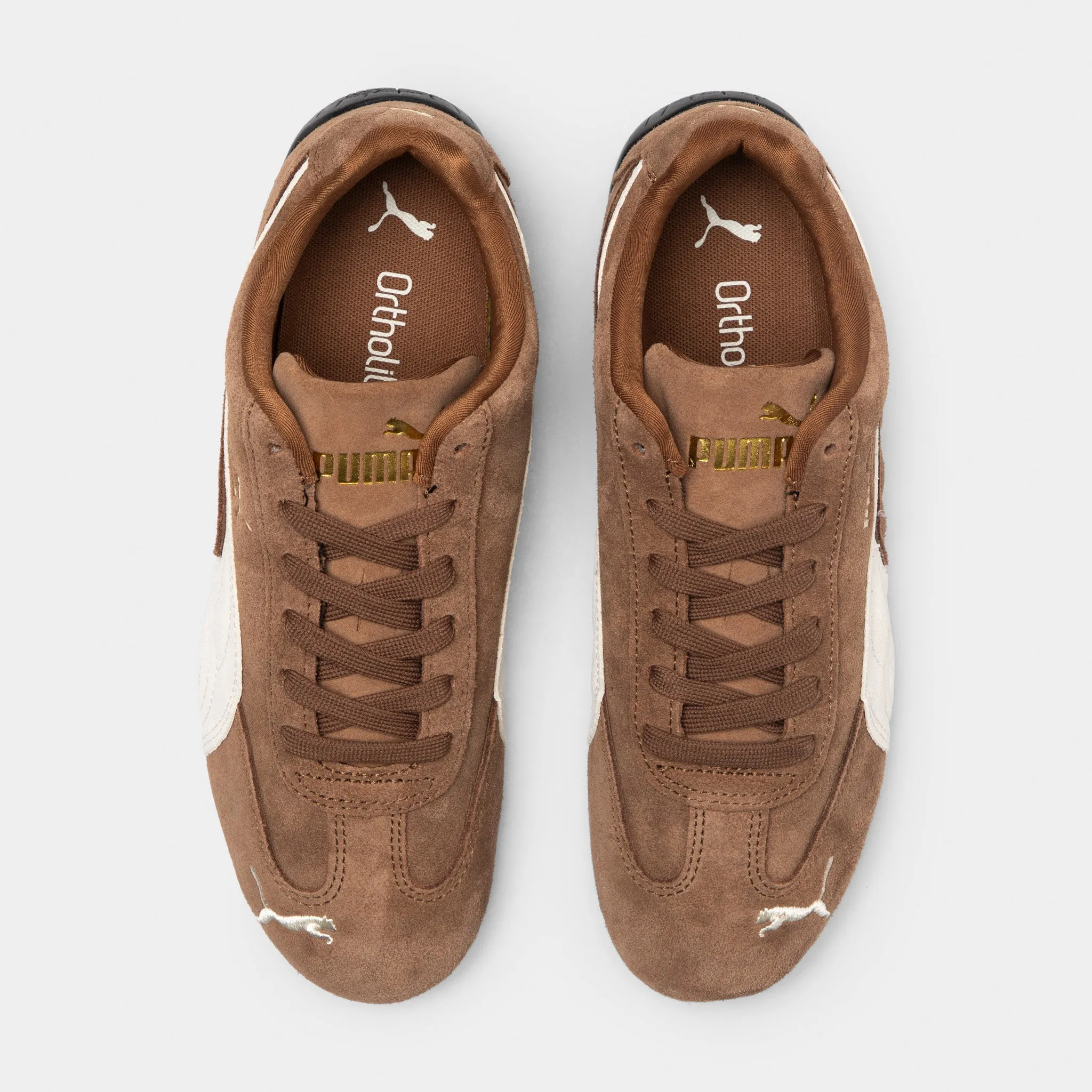 Decoupled Heel Construction Impact Diffusing Plate PUMA Women's Speedcat OG Haute Coffee / Frosted Ivory