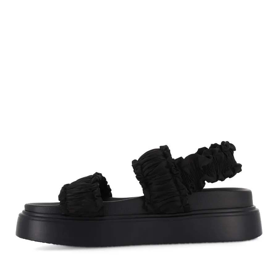 Outdoor Use mesh material JERRY - BLACK RUFFLE