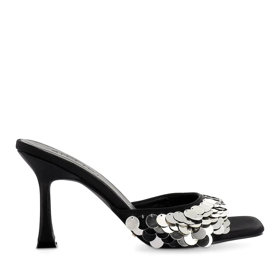 QIRIN - BLACK SATIN-SEQUIN Cozy Feel Narrow Fit