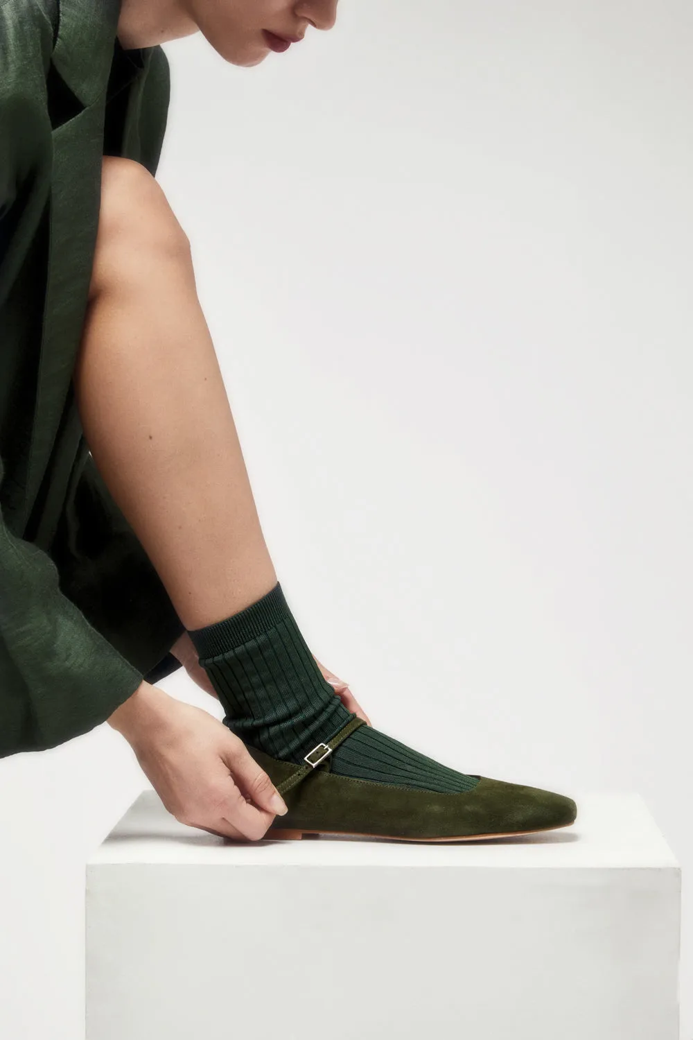 Julieta Mary Janes in Khaki Suede replaceable