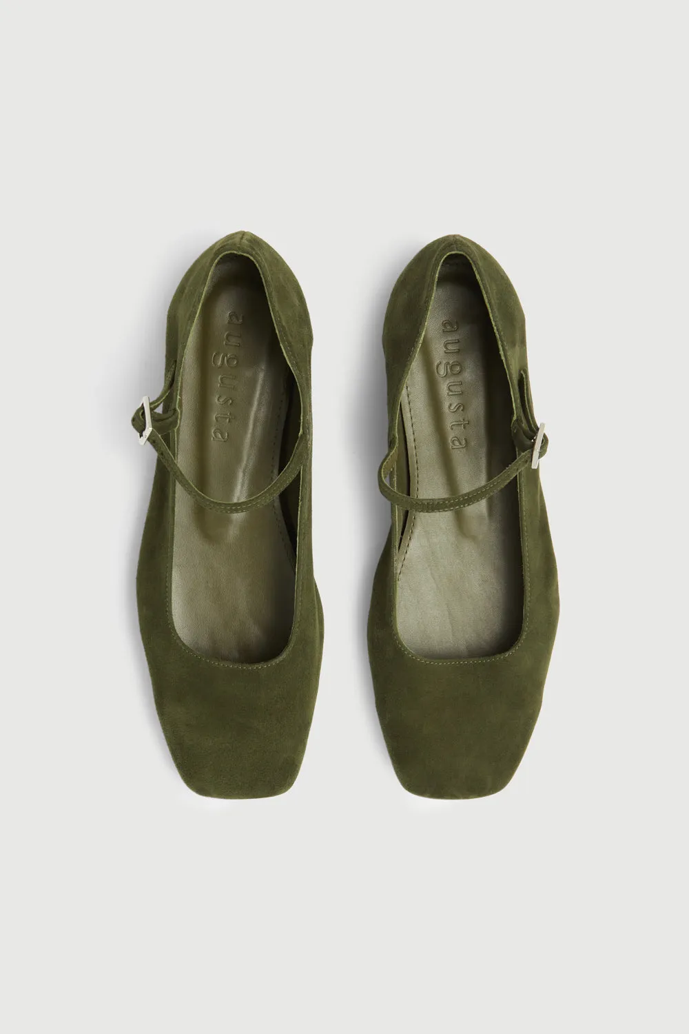 Julieta Mary Janes in Khaki Suede Silky