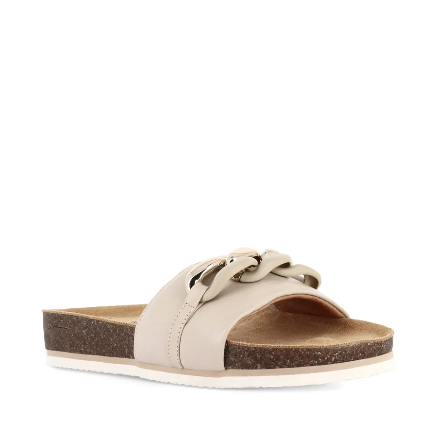 QUINN III - ECRU LEATHER Slip Sandals Outdoor Use