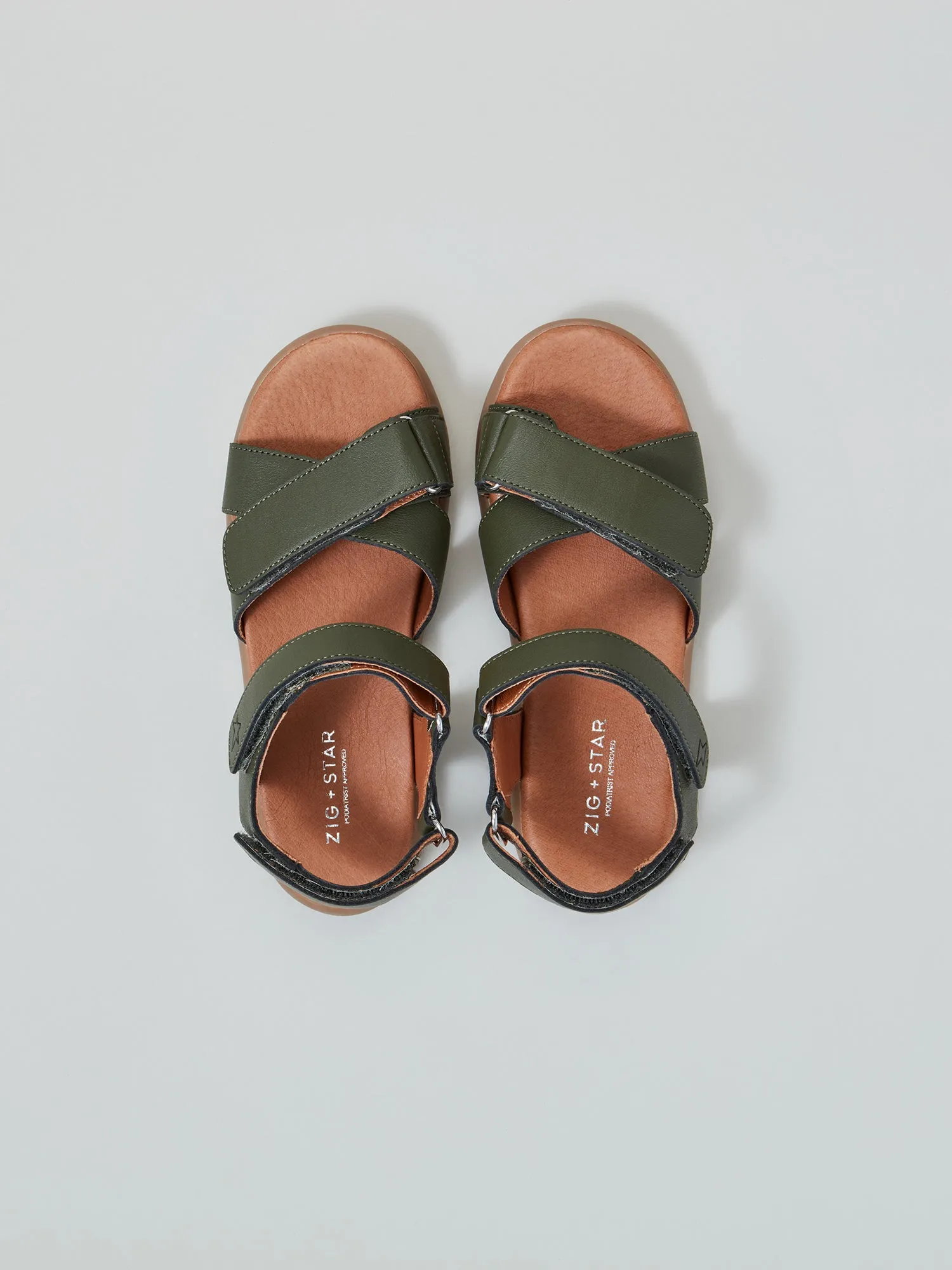 Rae Junior Cross-Strap Sandal Khaki Slide Ease