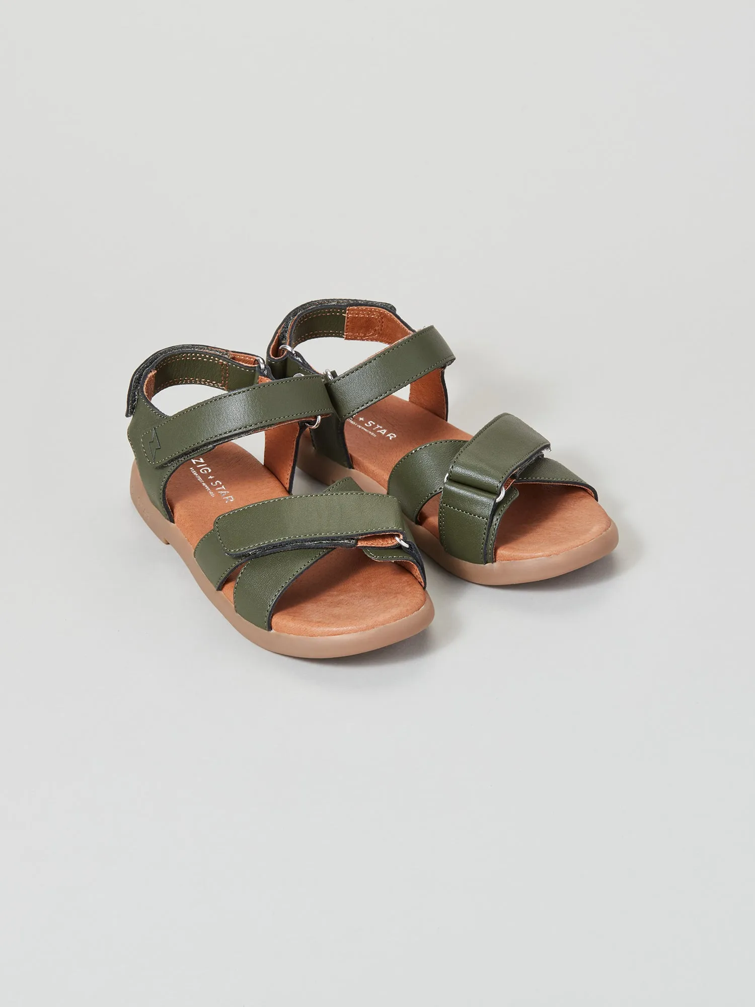 Rae Junior Cross-Strap Sandal Khaki Animal Print Playful Step