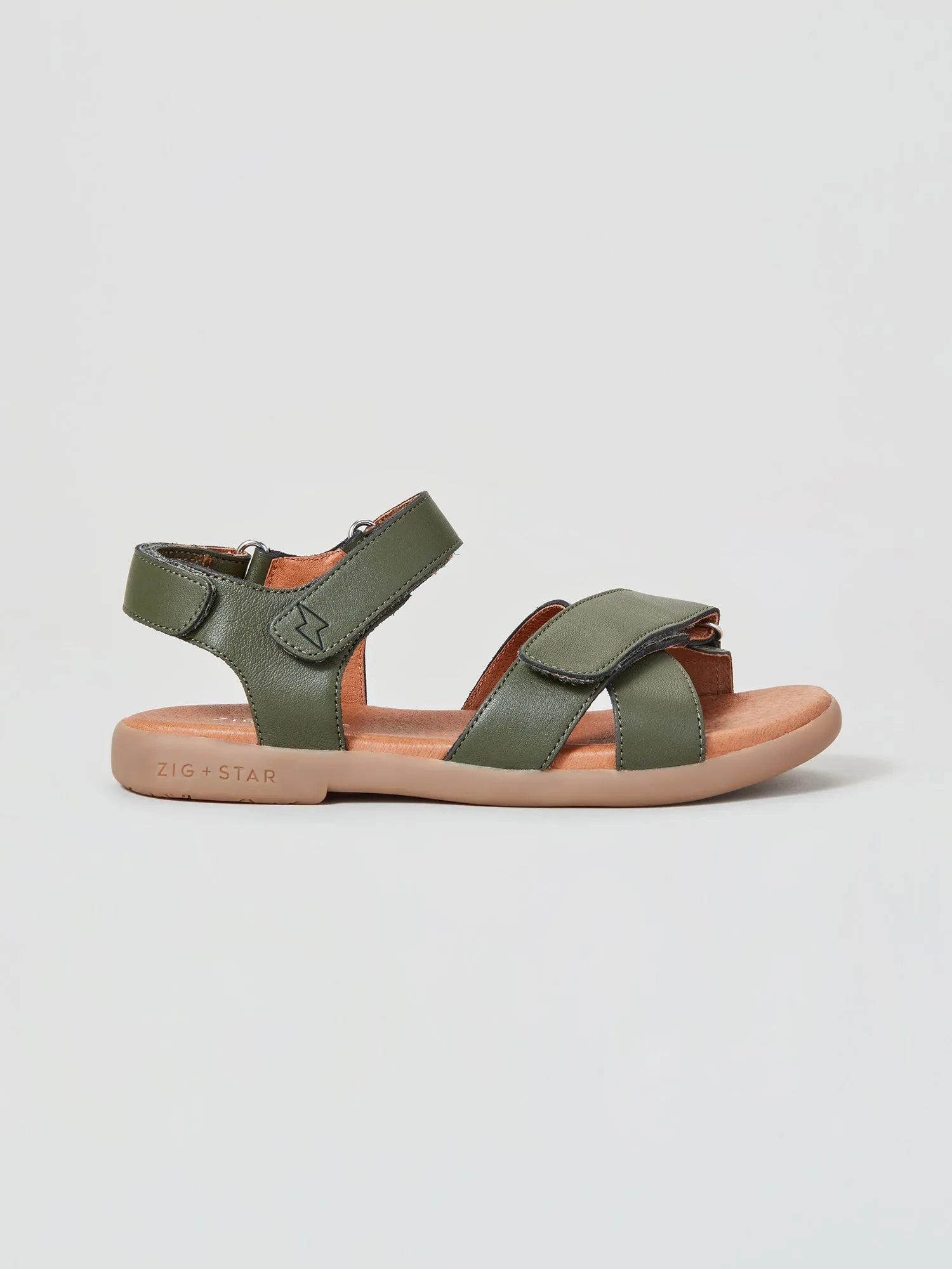 Road Trip Wraparound Design Rae Junior Cross-Strap Sandal Khaki