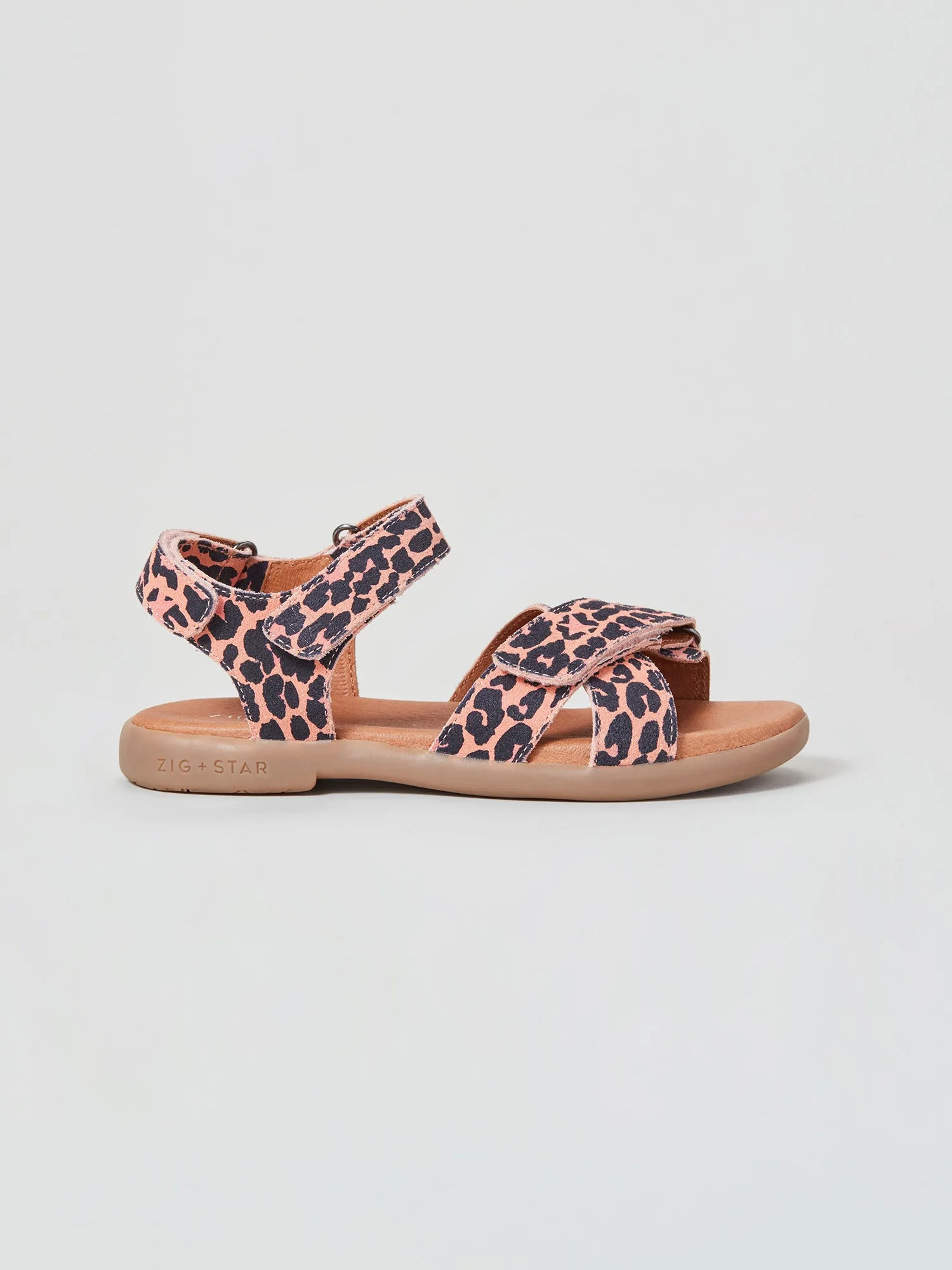 Rae Junior Cross-Strap Sandal Pink Animal Soft Cushioned Footwear Cushioned