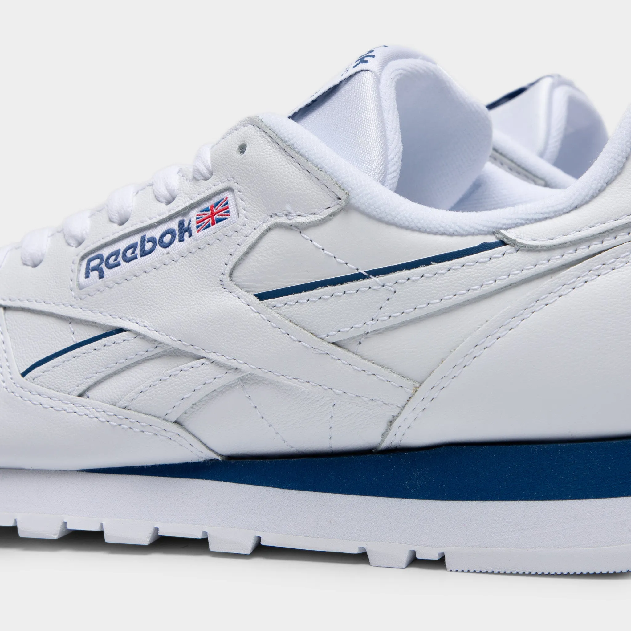 Trend-setting sole Edgy Reebok Classic Leather White / White - Twilight Blue
