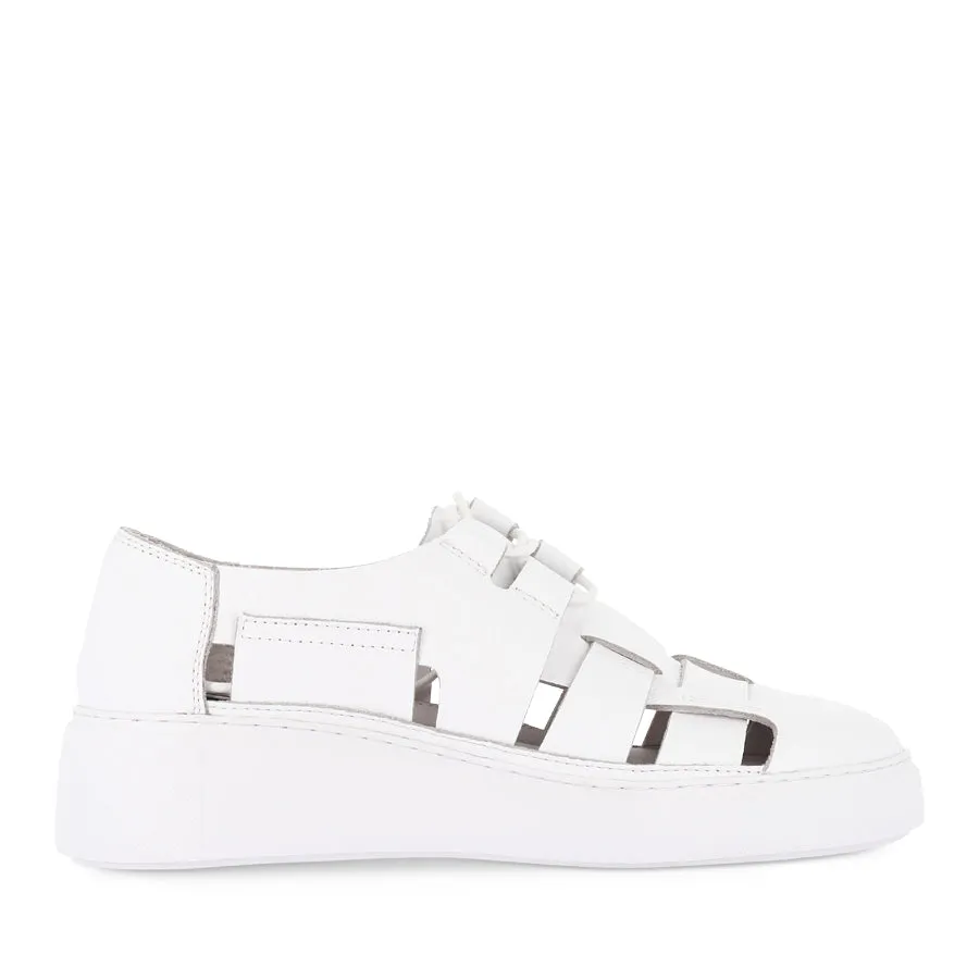 YAO - WHITE LEATHER Stretchable Mesh