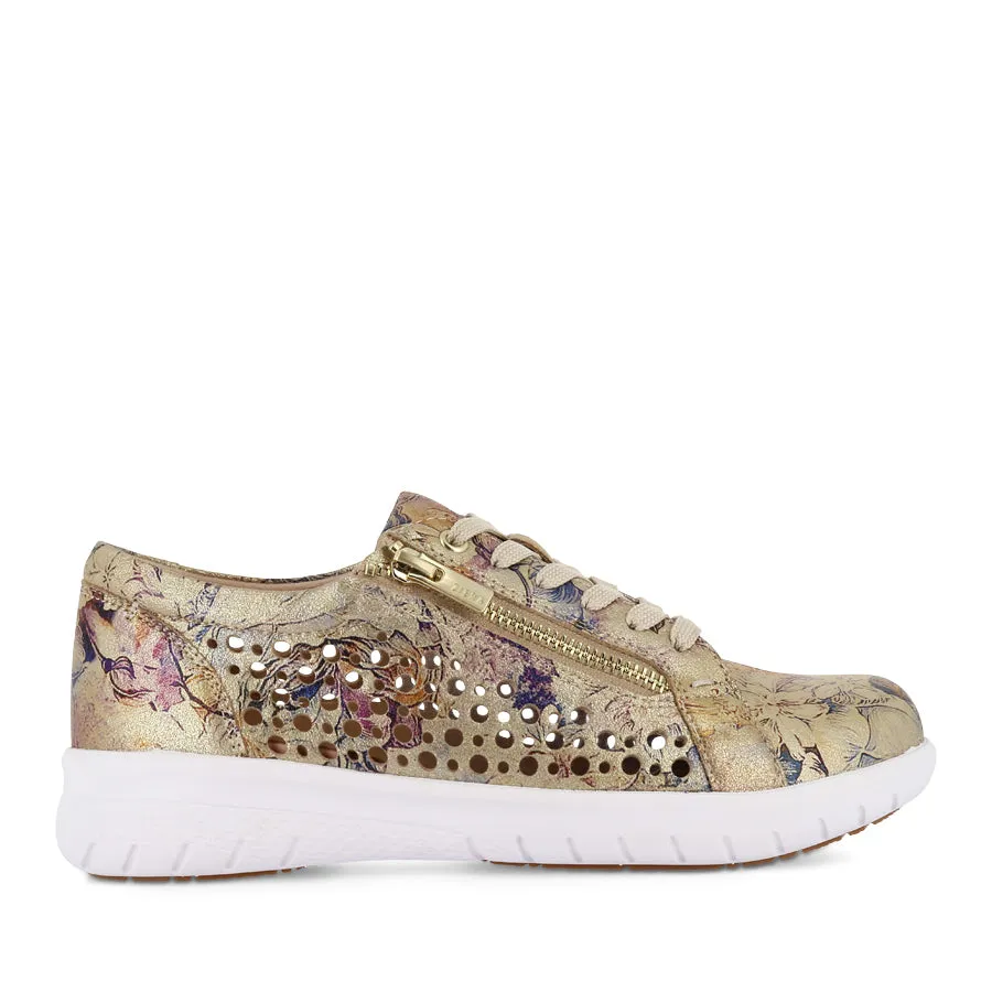 SHOVO XF - GOLD VINTAGE FLORAL LEATHER Memory Foam Padding Urban Look