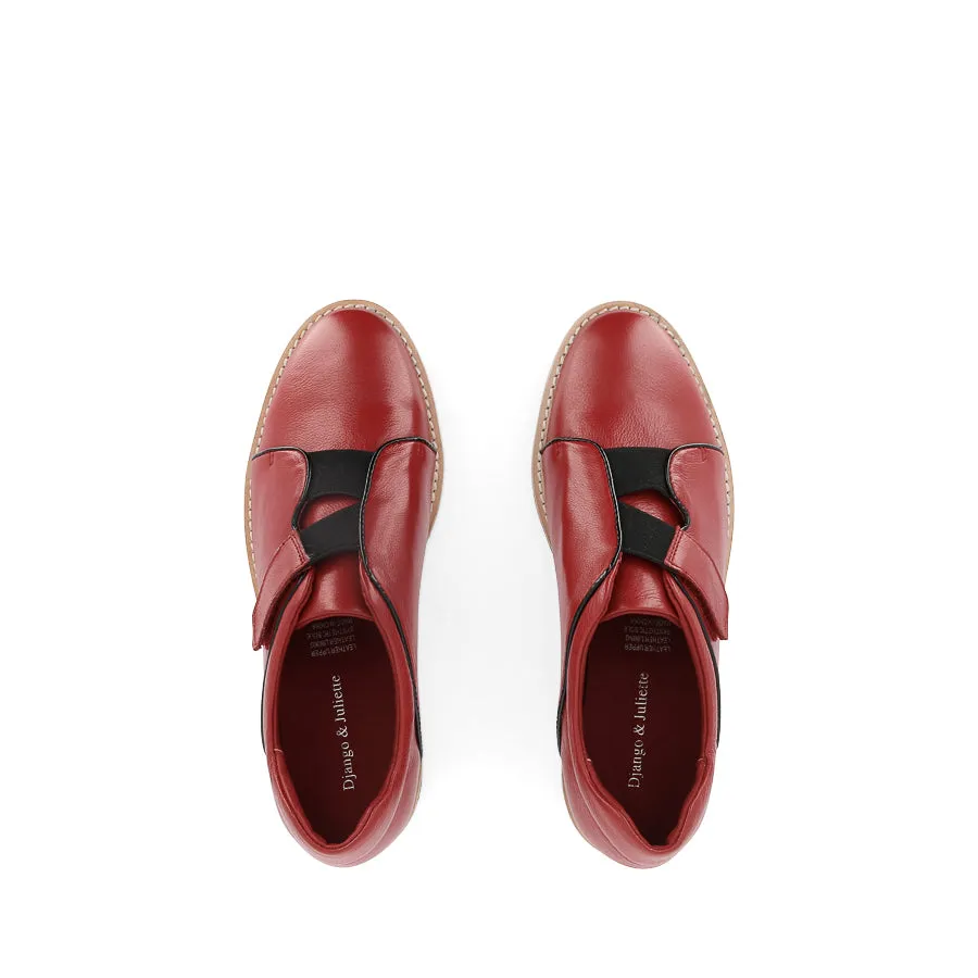 REINYS - DARK RED BLACK LEATHER PATENT padded insole Stylish Design