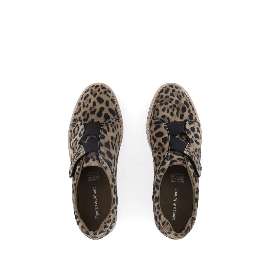 REINYS - TAUPE LEOPARD BLACK SUEDE PATENT Animal Touch