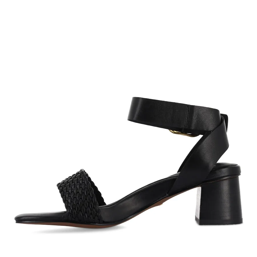 mesh material EADIE - BLACK LEATHER