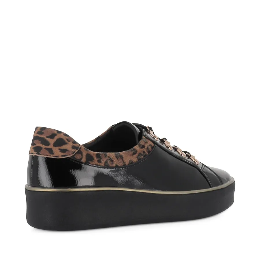 Breathable Linings Slip   On Style ZABBEY W - BLACK TAN LEOPARD PATENT-SUEDE