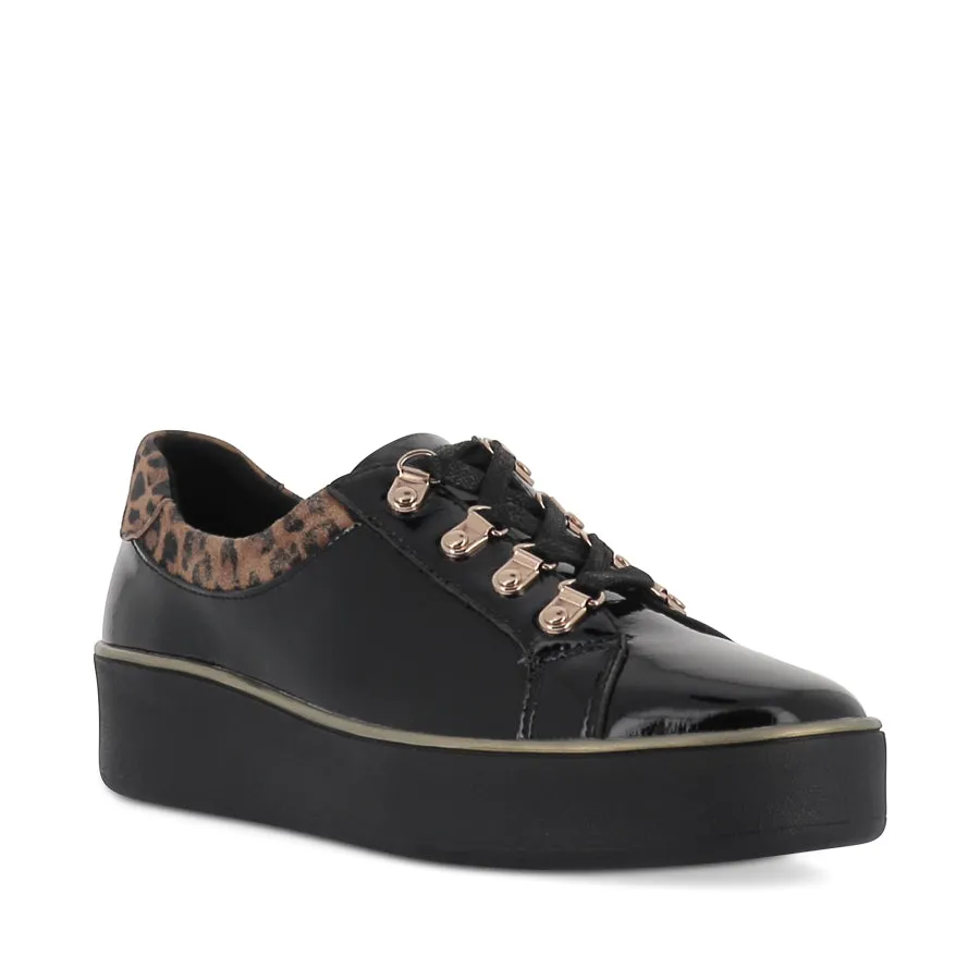 ZABBEY W - BLACK TAN LEOPARD PATENT-SUEDE Pure Comfort