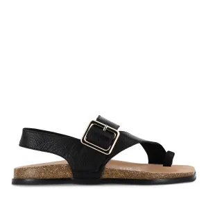 NYGEL - BLACK LEATHER Adjustable Comfort Chic Travel Flats