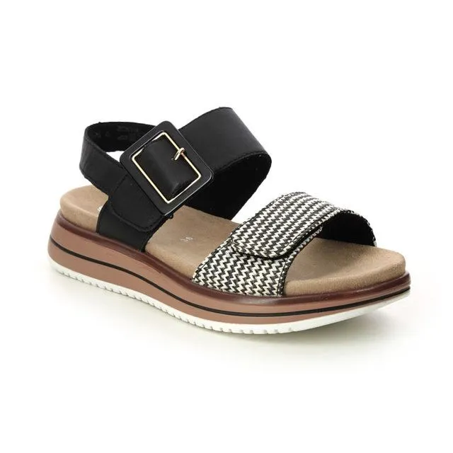 RIEKER SANDAL - D1J5302 - BLACK & WHITE Leather Upper