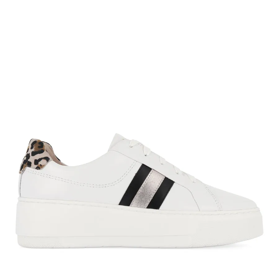 Vegan Leather Style Comfort RILEY - WHITE/BLACK/LEOPARD LEATHER