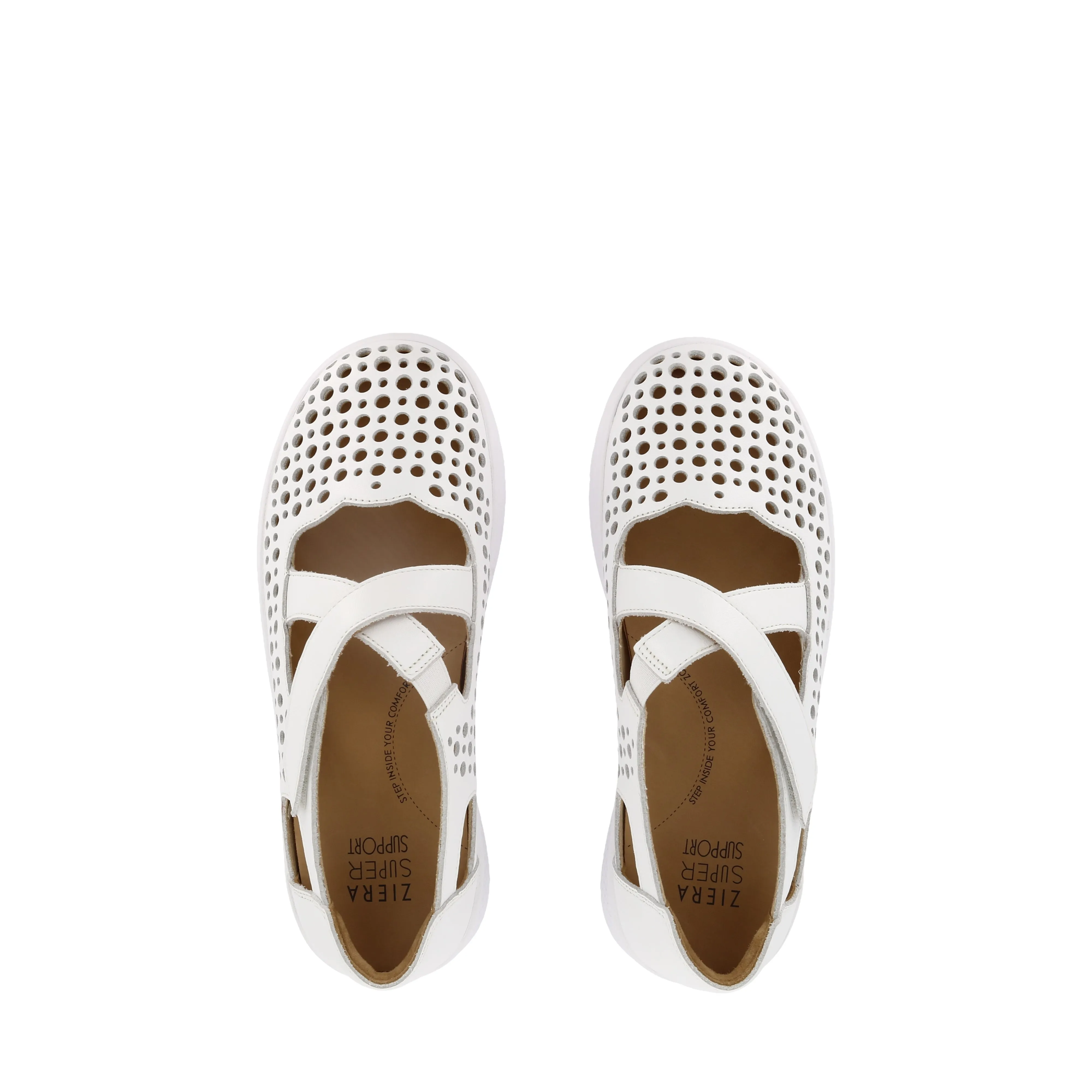 SACHET XF - WHITE LEATHER Soft Padding Happy Feet Design