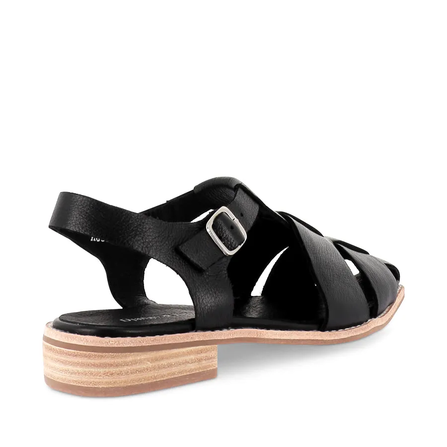 AGOTARY - BLACK LEATHER Outdoor Flats