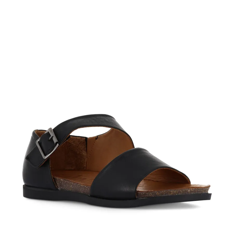 Stylish Travel Flats Fashionable Flats LUNA - BLACK LEATHER