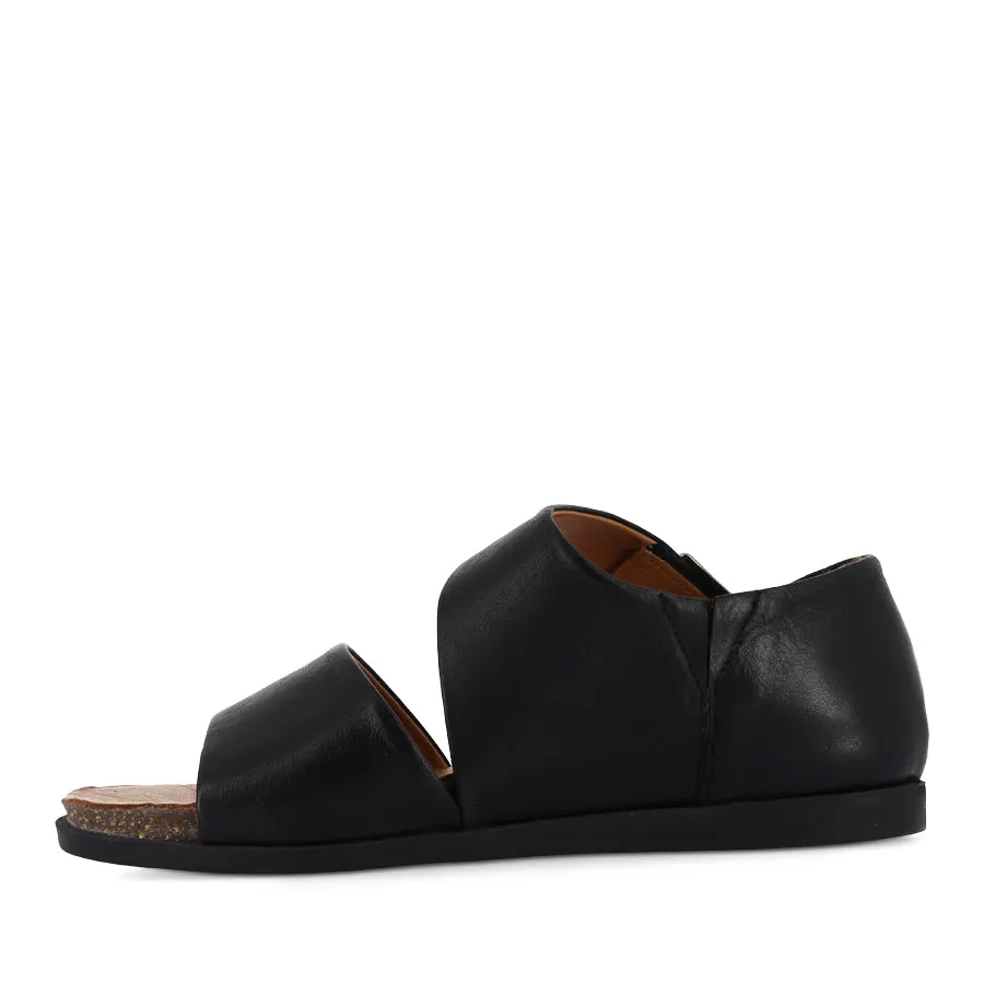 Practical Footwear Sponge Padding LUNA - BLACK LEATHER