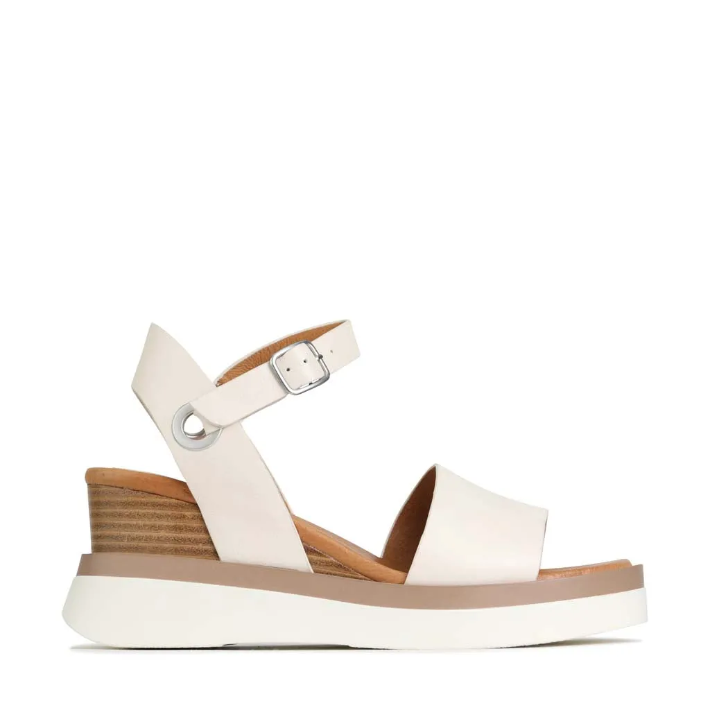SASKIA LEATHER STRAP WEDGE SANDALS Commute Ease