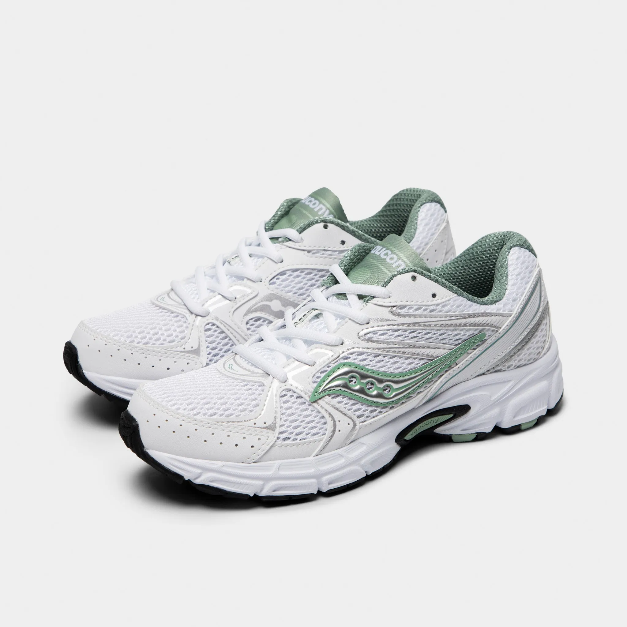 Saucony Women's Ride Millennium White / Sage Stability Heel Flexible Torsion Bar