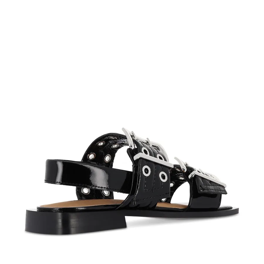 Comfortable Outdoor Sandals SAVINA - BLACK PATENT