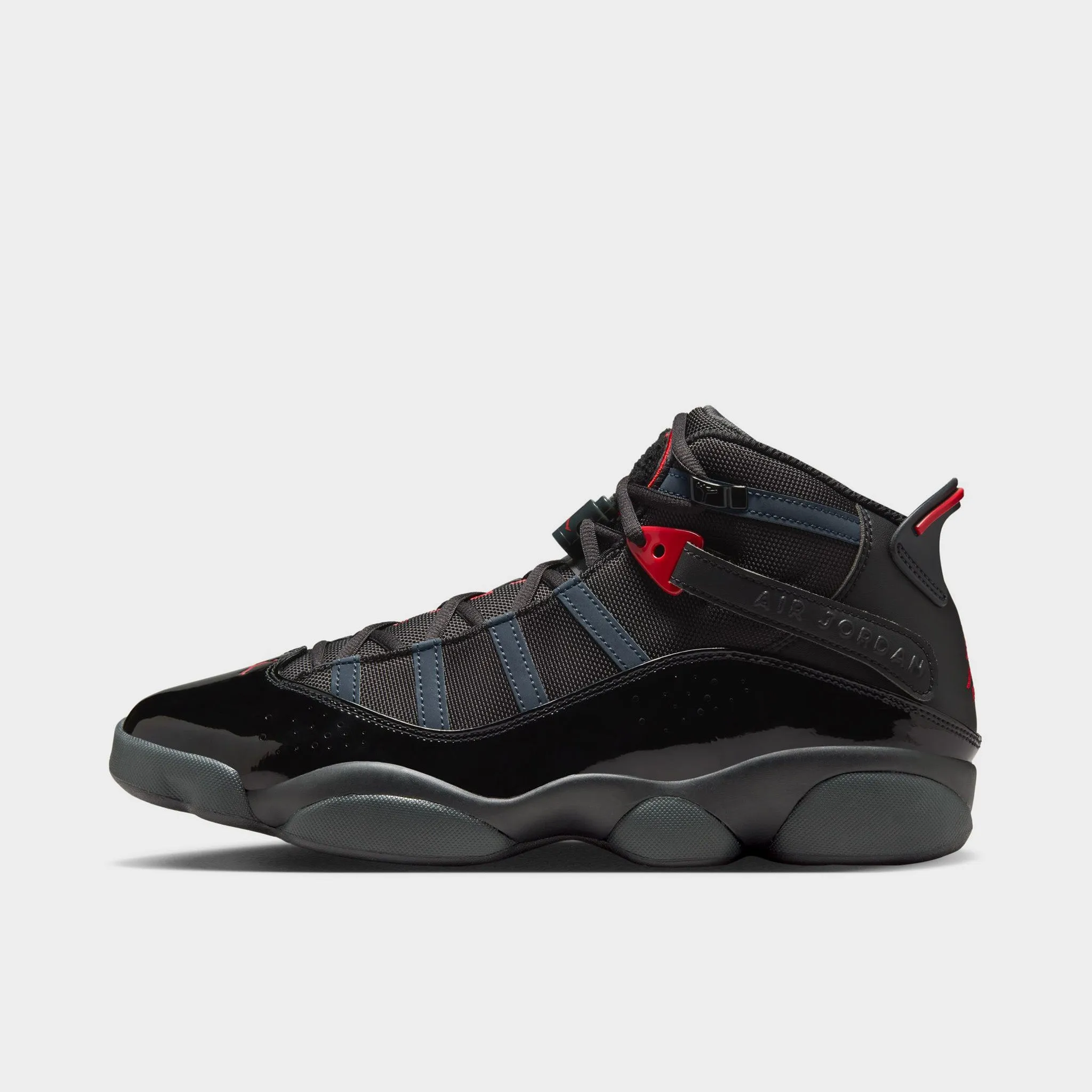 Jordan 6 Rings Black / Fire Red - Anthracite Ventilation Channel Engineering Anti   Slip Outsole