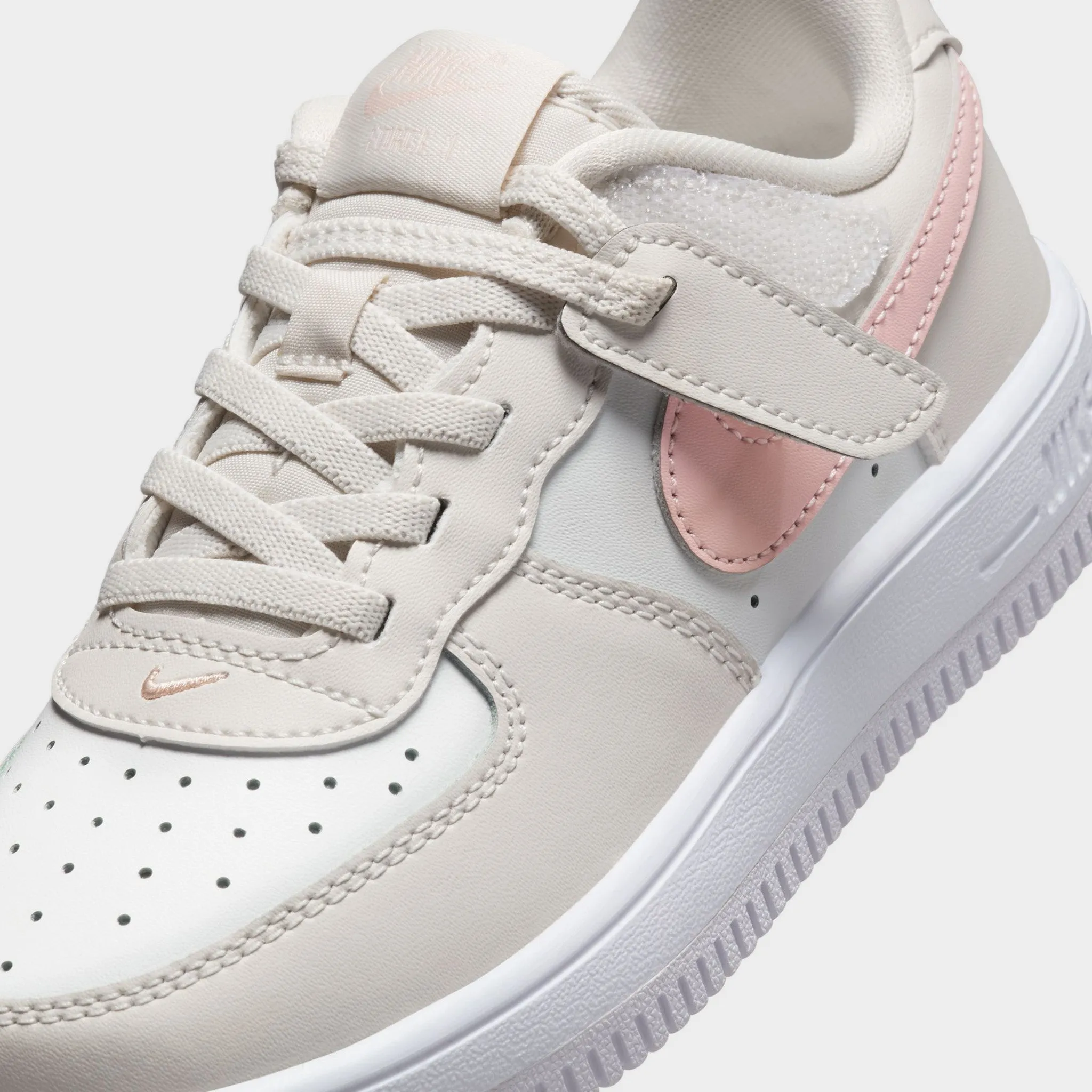 Elasticated Adjustable Laces Nike Air Force 1 Low EasyOn PS Phantom / Echo Pink - Summit White