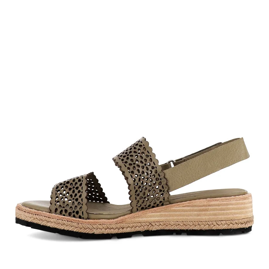 Outdoor Flats Embellished BAILEE - KHAKI LEATHER