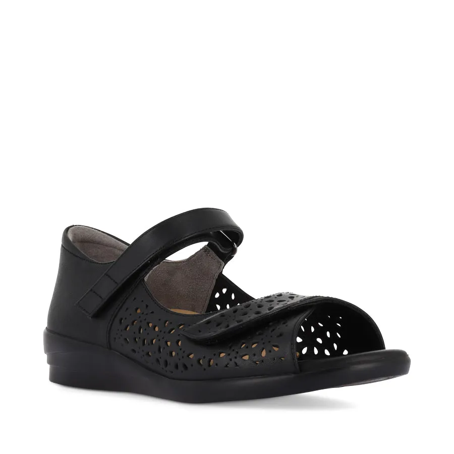 DAFFODIL W - BLACK LEATHER Cozy Vibe Comfortable Walk