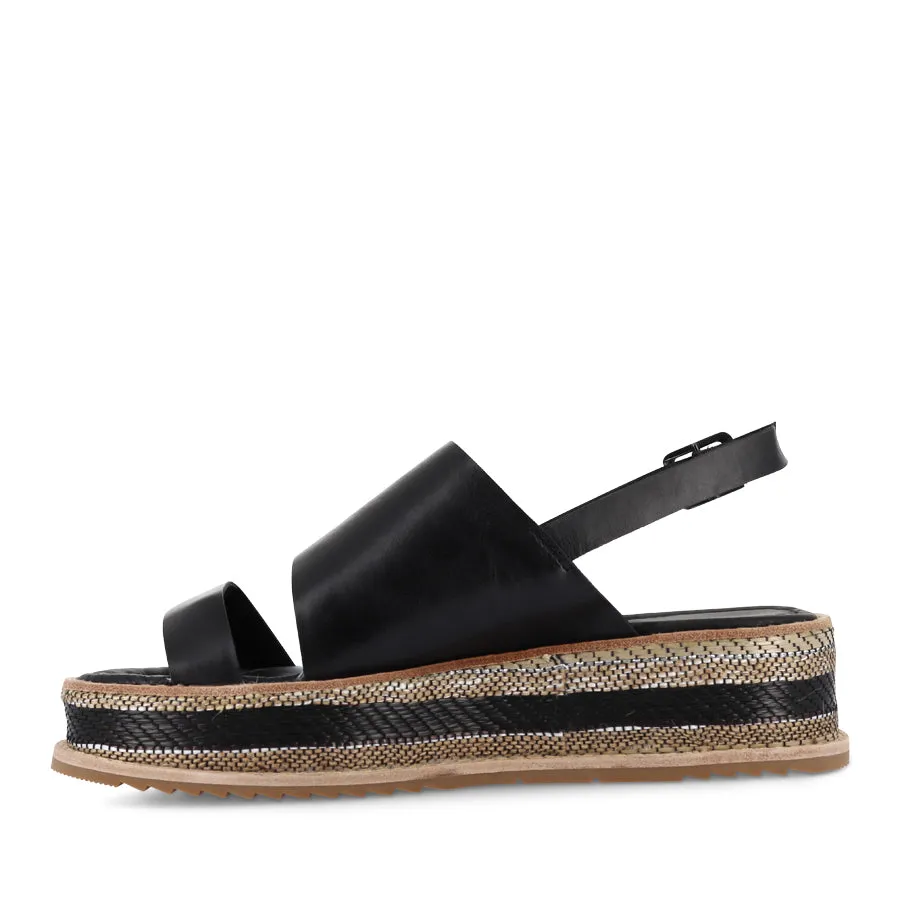 VERLEET - BLACK LEATHER Stylish Beach Footwear